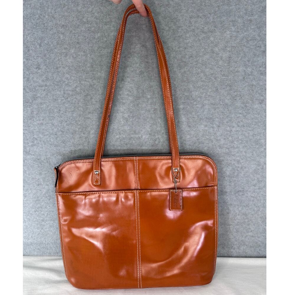 Latico Burnt Orange Laptop Bag Tote Genuine Leather Shoulder Bag Work Business
